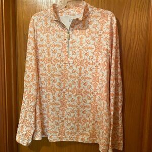 Croft & Barrow 1/4 Zip XXL Peach and White Long Sleeve Top